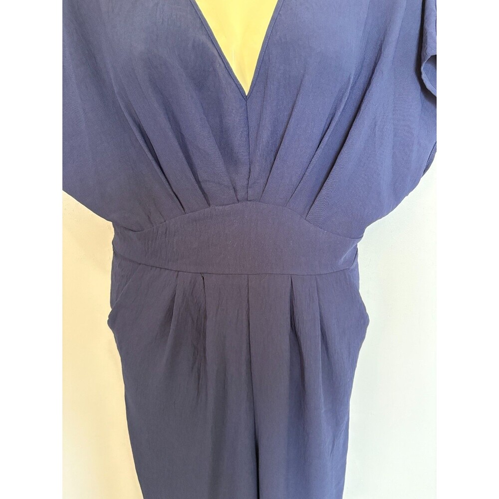 Cupshe L V-Neck Short Sleeve Straight Leg Jumpsuit navy - Picture 6 of 11